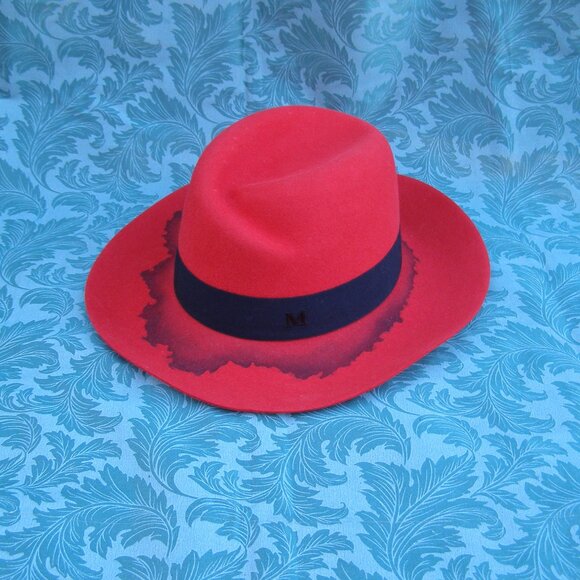 Maison Michel Accessories - RARE NEW Maison Michel Red/Black Fedora hat size Large Unisex